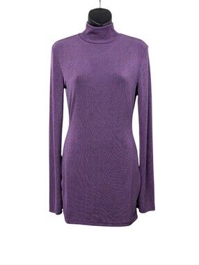 Sky to Moon Purple Mock Turtleneck Long Sleeve Mini Dress Size Large Bodycon